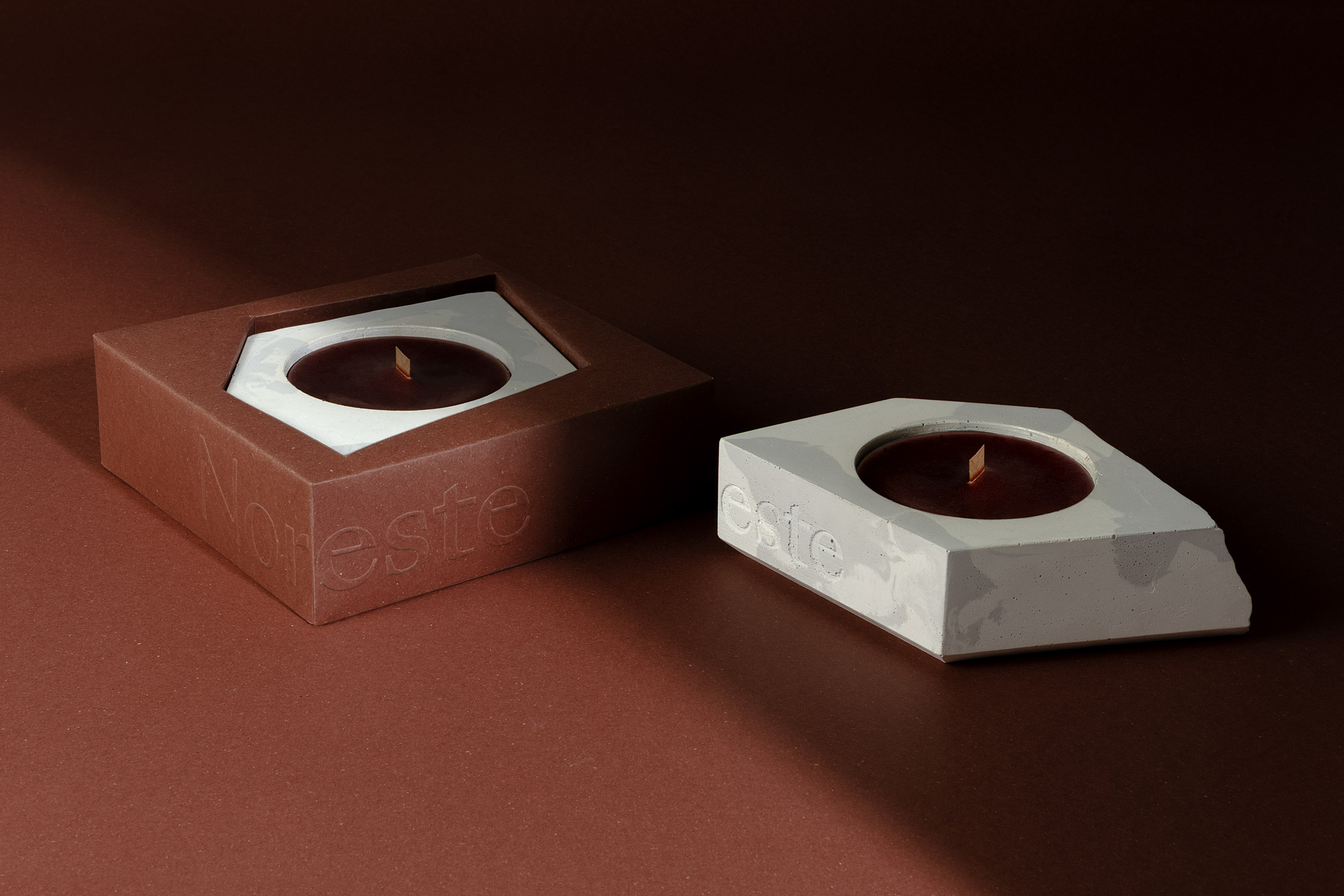 Recycled materials candle design self-promotion - Noreste Studio
