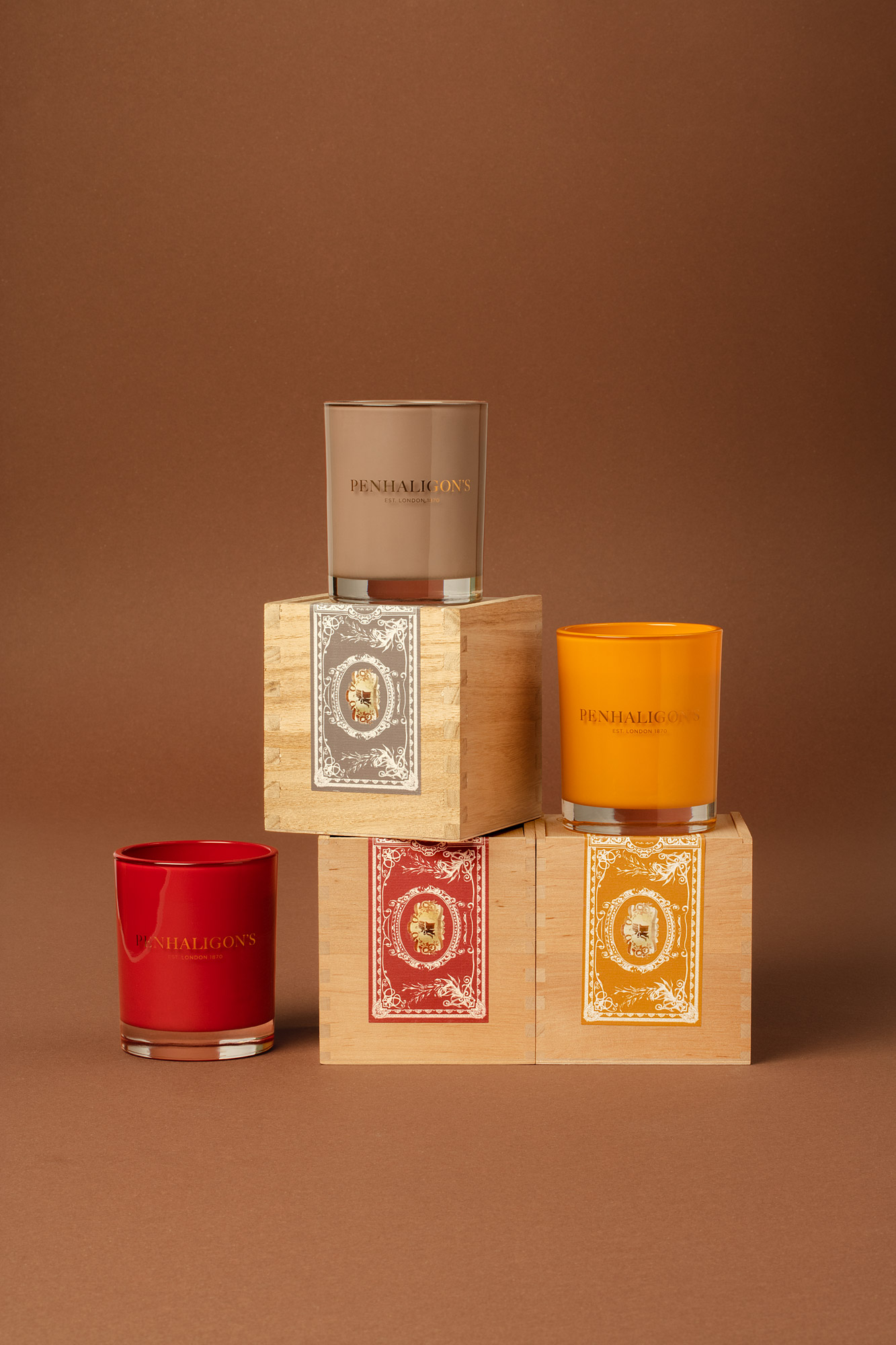 Penhaligon's Trade Routes candles packaging design - Noreste Studio
